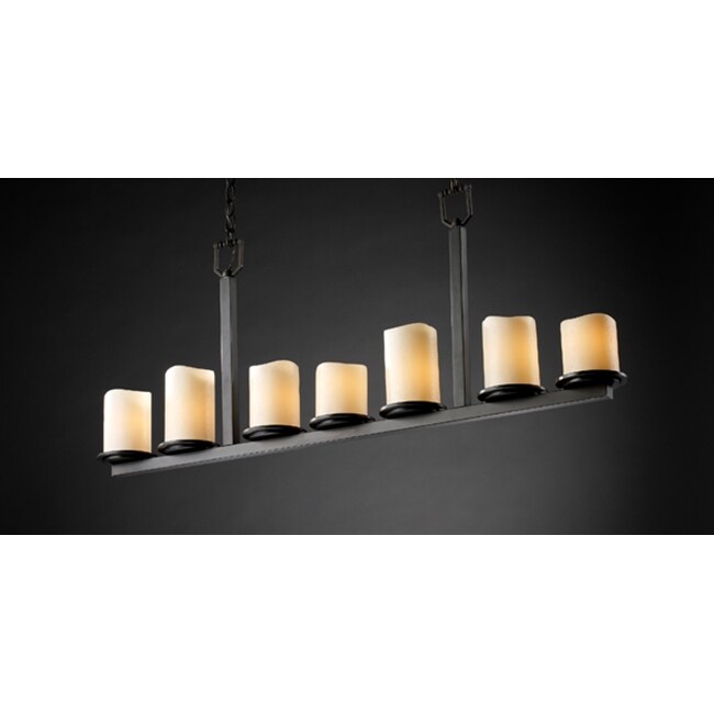Justice Design Group CandleAria Dakota 7-light Dark Bronze Chandelier, Cream Cylinder - Melted Rim Shade (7-light Cream Candle Resin Dark Bronze - Chandeliers For Bedrooms by Overstock.com
