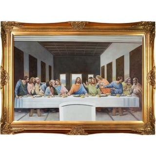 La Pastiche Leonardo Da Vinci 'The Last Supper' Hand Painted Framed ...