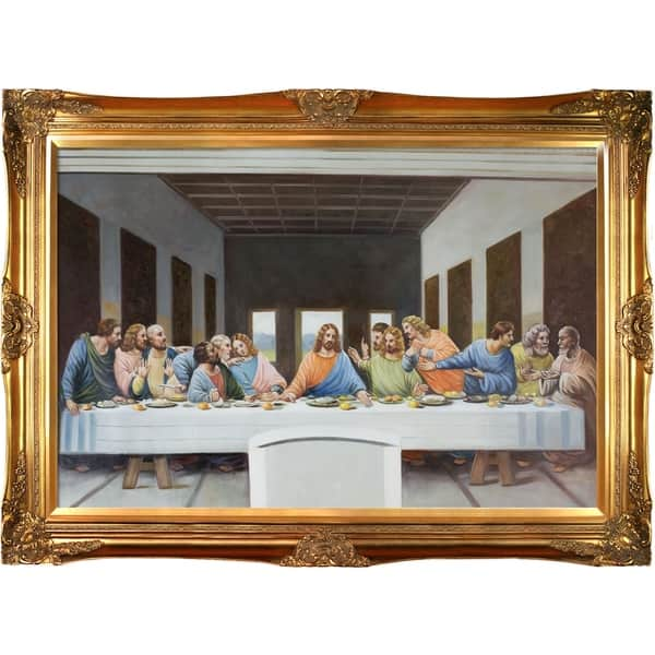 La Pastiche Leonardo Da Vinci 'The Last Supper' Hand Painted Framed ...