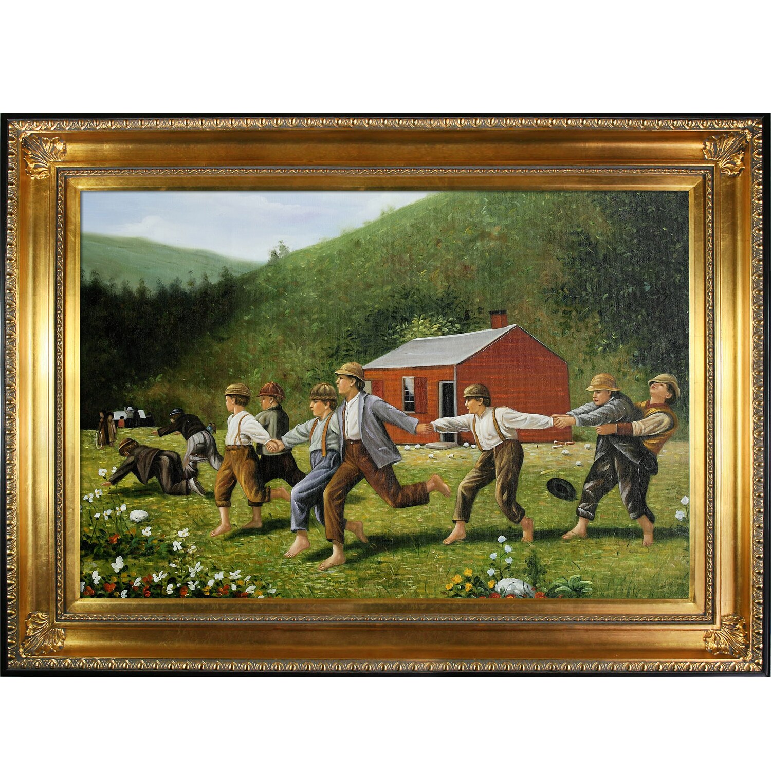 Winslow Homer Snap The Whip Hand Painted Framed Canvas Art Overstock 7894757