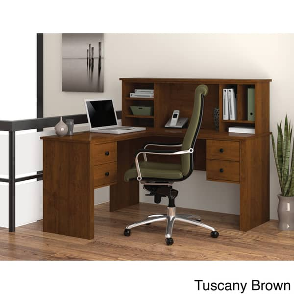 Shop Bestar Somerville L Shaped Desk With Hutch Free Shipping