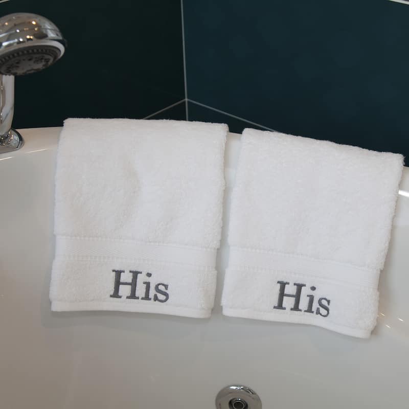 Authentic Hotel and Spa Embroidered 'His' Turkish Cotton Hand Towels (Set of 2)