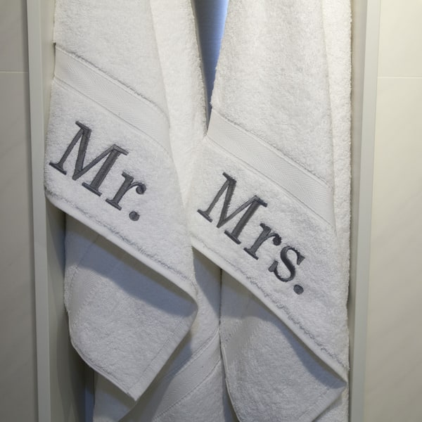 Linum Home Textiles Embroidered Mr. and Mrs. Hand Towel - 2 count