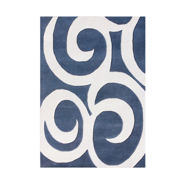 Alliyah Hand Tufted Blue New Zealand Blend Wool Rug (4' x 6') Alliyah Rugs 3x5   4x6 Rugs