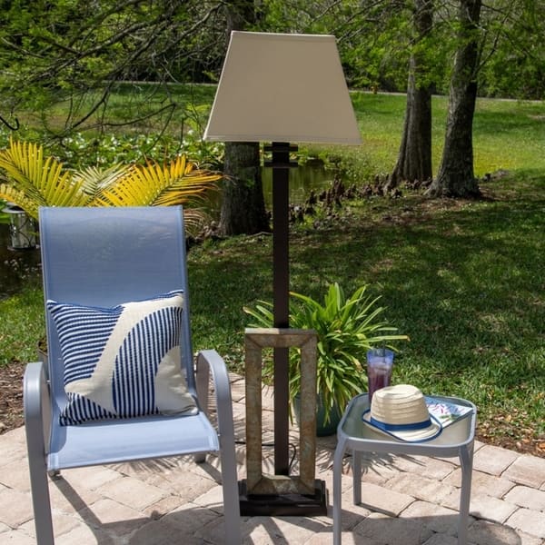 Stronach Natural Slate 60-inch Outdoor Floor Lamp - Overstock - 7896012
