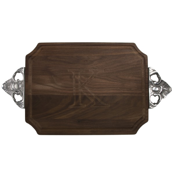 Monogrammed Walnut Cutting Board with Handles Cutting Boards