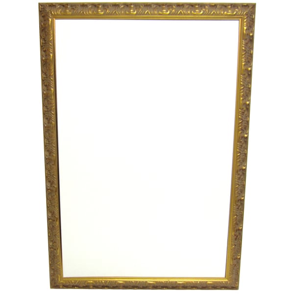 Calis Grand Etched Gold 2.5-inch Wood Frame Wall Mirror