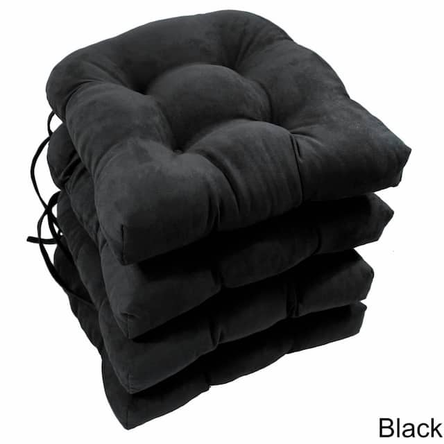 Blazing Needles 16-inch U-shaped Microsuede Chair Cushion (Set of 4) - Black