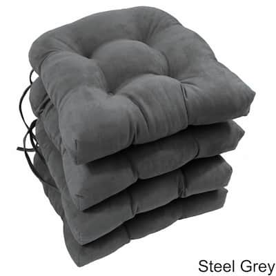 Blazing Needles 16-inch U-shaped Microsuede Chair Cushion (Set of 4)