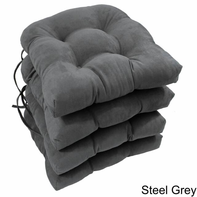 Blazing Needles 16-inch U-shaped Microsuede Chair Cushion (Set of 4) - Grey