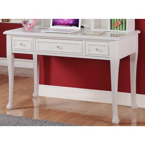 Jeslyn Solid Pine White Finish Desk with Optional Hutch