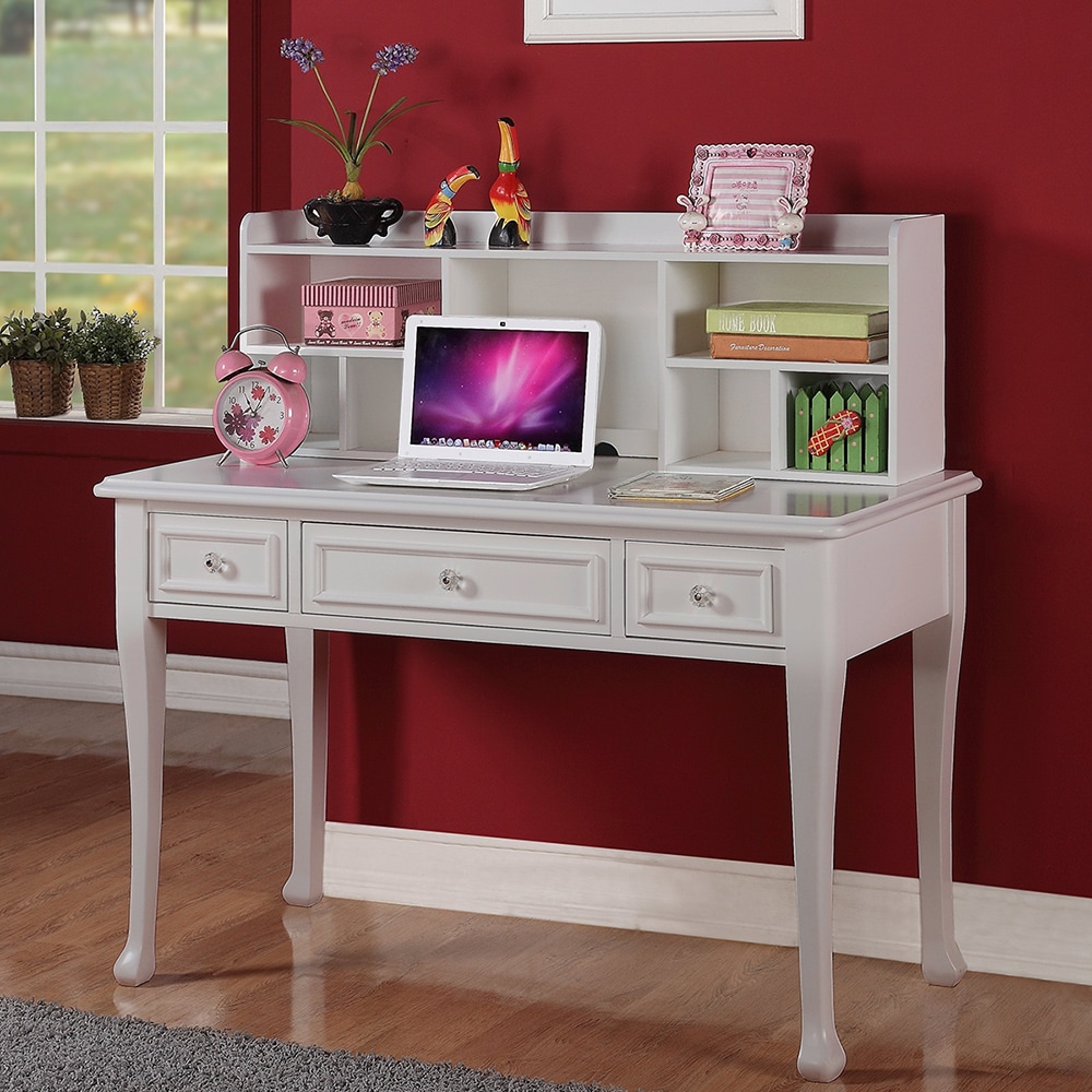 Shop Jeslyn Solid Pine White Finish Desk With Optional Hutch On