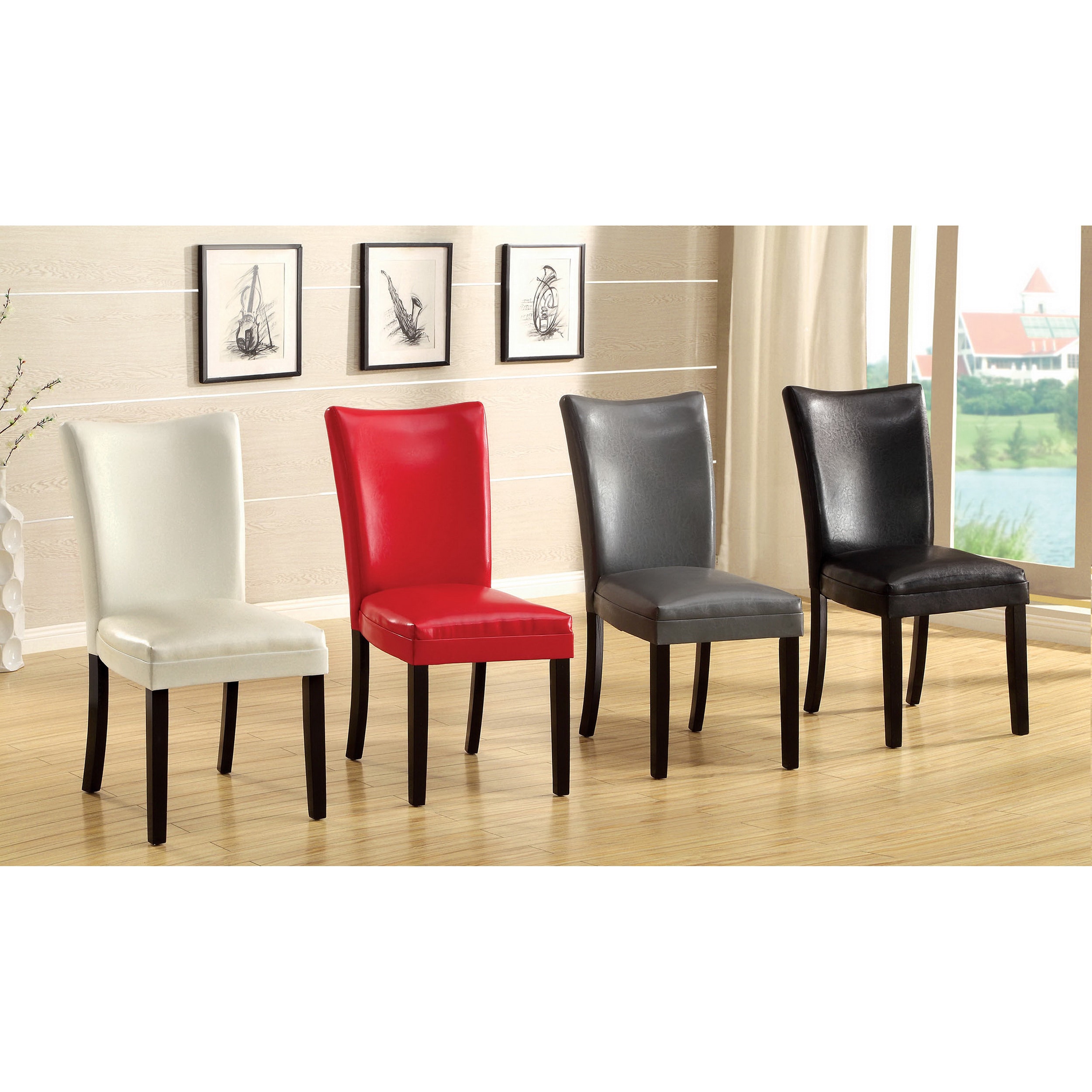 Furniture Of America Davao Parson Leatherette 2 piece Dining Chairs Set