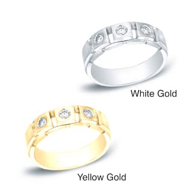 Auriya Men's 14k Gold 1/3ct TDW 3-Stone Diamond Wedding Band