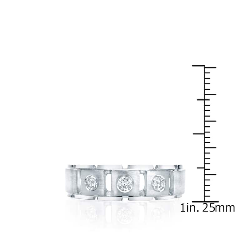 Auriya Men's 14k Gold 1/3ct TDW 3-Stone Diamond Wedding Band