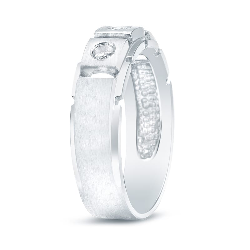 Auriya Men's 14k Gold 1/3ct TDW 3-Stone Diamond Wedding Band