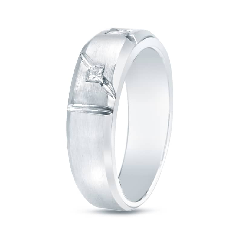 Auriya Men's 14k Gold 3/8ct TDW Satin 3-Stone Diamond Wedding Band