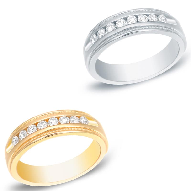 Auriya Men's 14k Gold 1/2ct TDW Channel-Set Diamond Wedding Ring