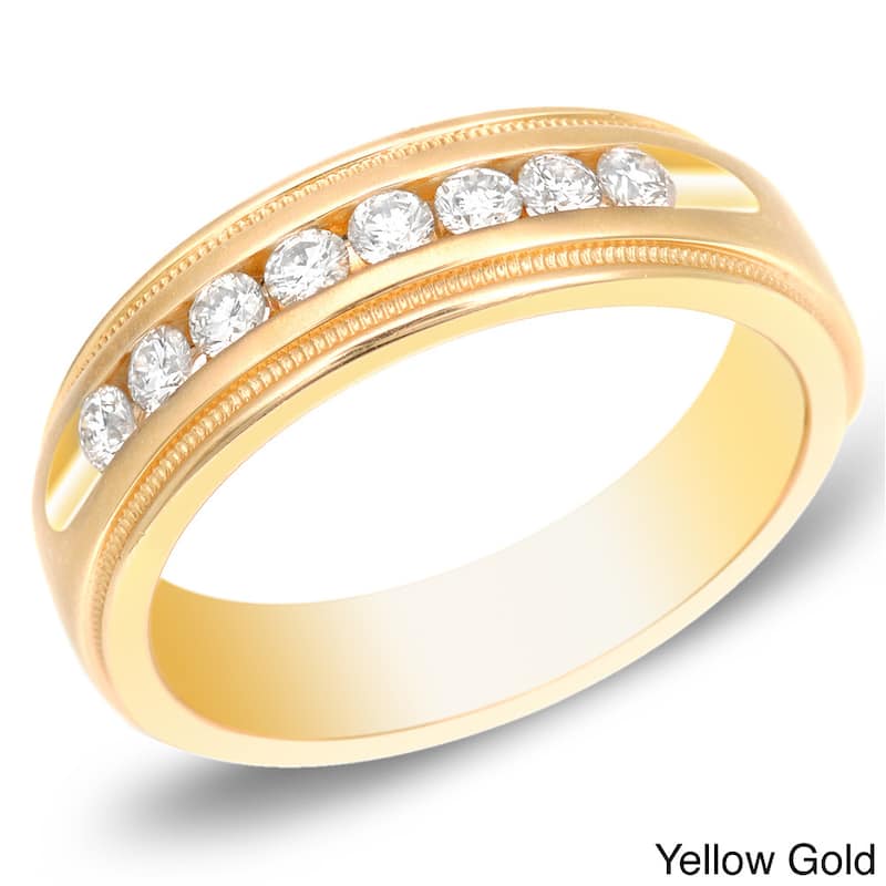 Auriya Men's 14k Gold 1/2ct TDW Channel-Set Diamond Wedding Ring - Yellow - 8