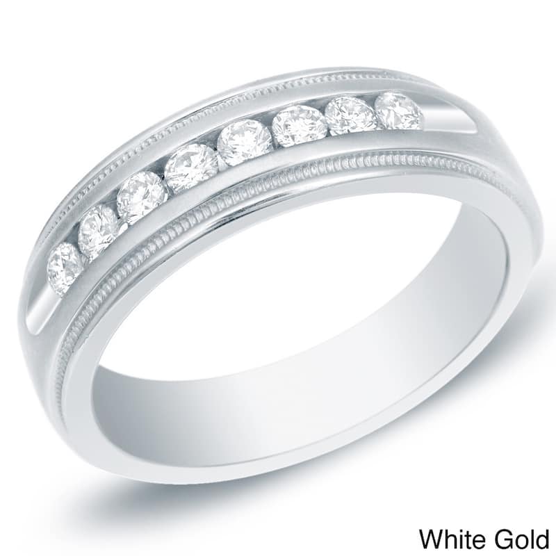Auriya Men's 14k Gold 1/2ct TDW Channel-Set Diamond Wedding Ring - White - 10