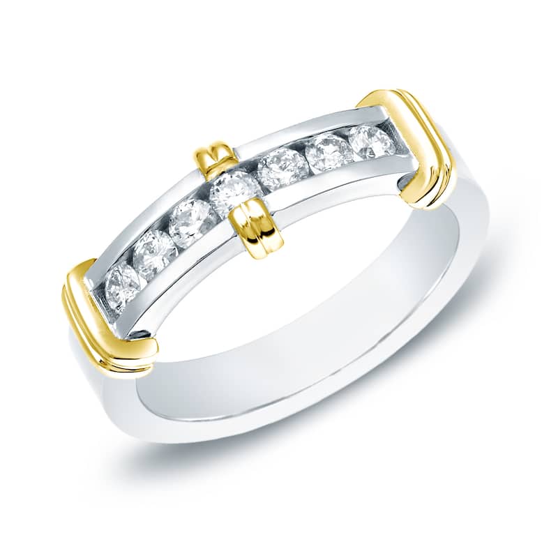 Men's 14k Gold1/2ct TDW Diamond Wedding Band by Auriya - 8 - Two-Tone