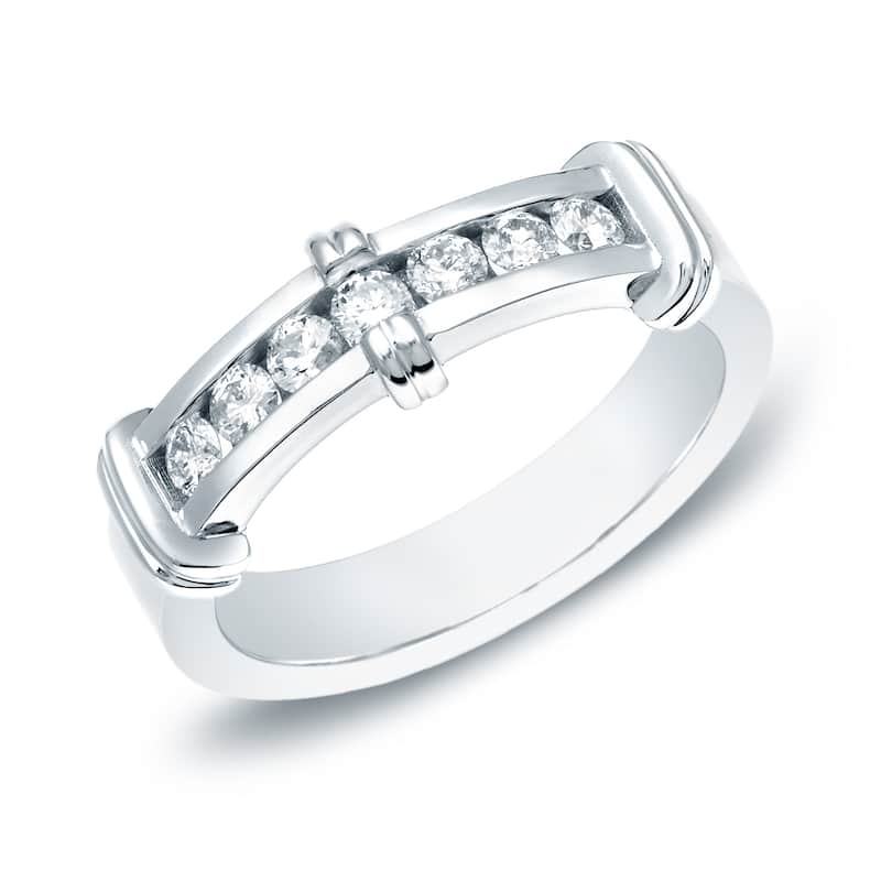 Men's 14k Gold1/2ct TDW Diamond Wedding Band by Auriya - 8 - White