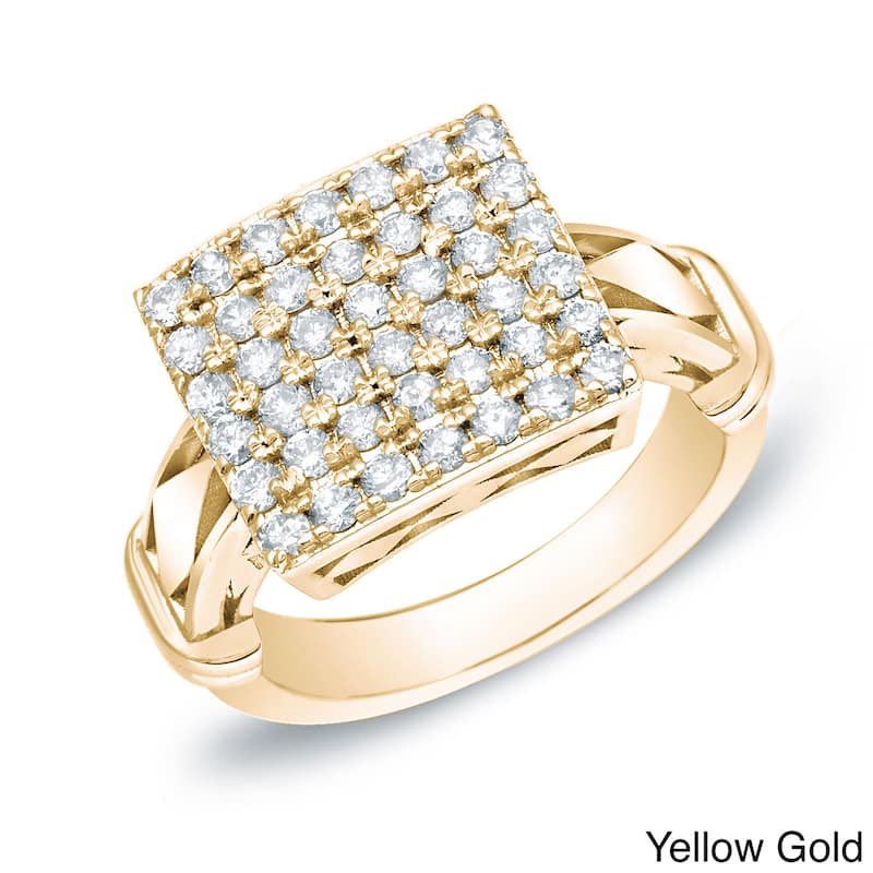 Auriya 1ctw Modern Square Pave Diamond Ring 14k Gold - Yellow - 4
