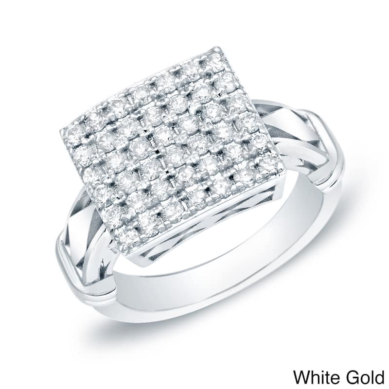 Auriya 1ctw Modern Square Pave Diamond Ring 14k Gold - White - 4