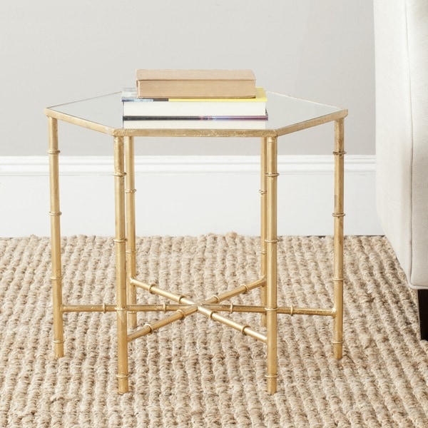 Safavieh Treasures Kerri Gold/ Mirror Top Accent Table Safavieh Coffee, Sofa & End Tables