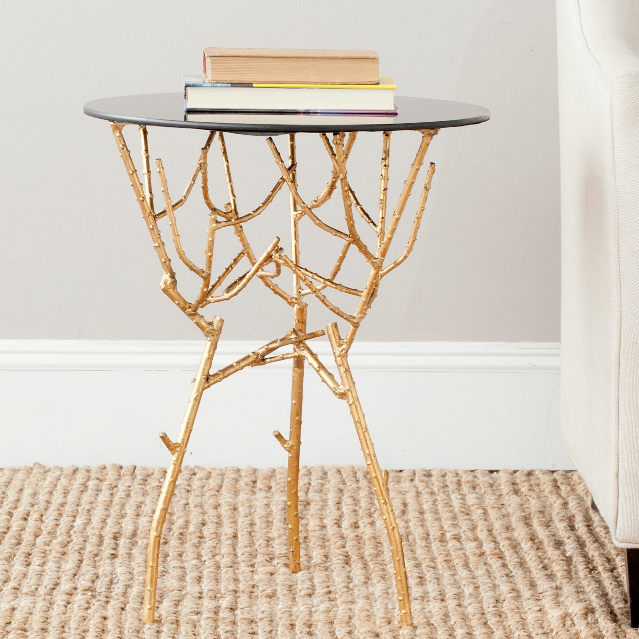 Shop Safavieh Treasures Tara Gold Black Top Accent Table On Sale Overstock 7896406