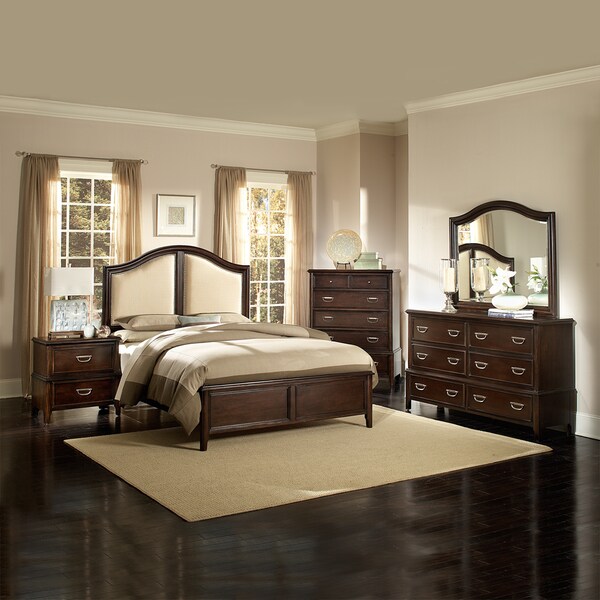 Isabel Dark Cherry Brown Transitional 5-piece Queen-size Bedroom Set ...