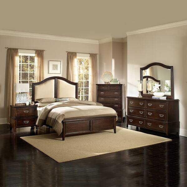 5Pc Queen/ King Sleigh Bedroom Set Louis Philippe Style in Black