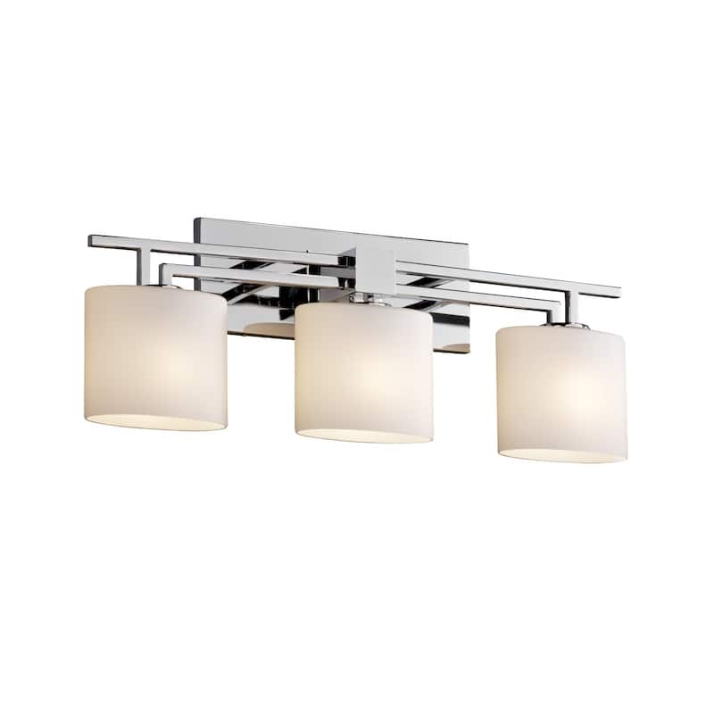 Justice Design FusionAero 3-light Polished Chrome Bath Bar, Opal Oval Shade