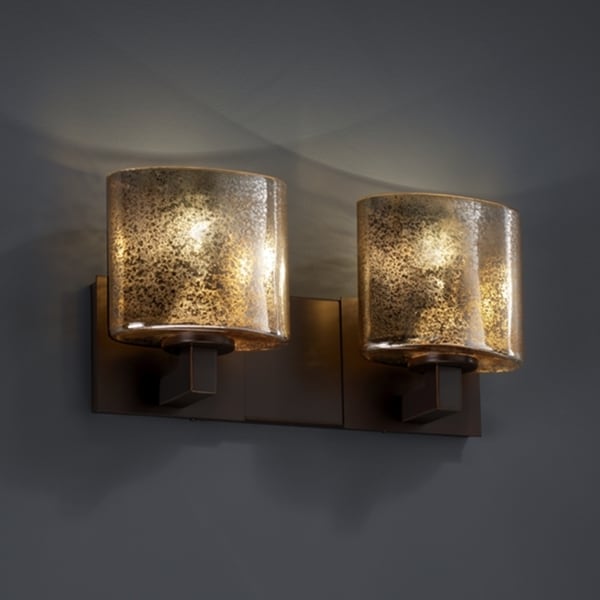 Justice Design Group 2light Oval Mercury Glass Dark Bronze Bath Bar