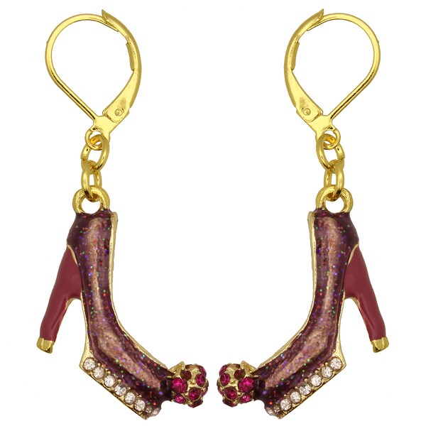 Kate Marie Goldtone Rhinestone and Enamel High heeled Shoe Earrings