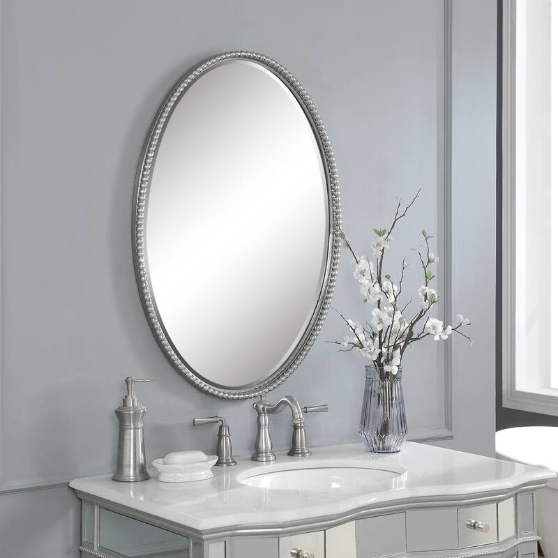 Uttermost Sherise Brushed Nickel Oval Mirror - Brushed Nickel - 22x32x1.75