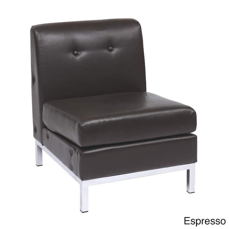 Wall Street Faux Leather Armless Chair - Espresso