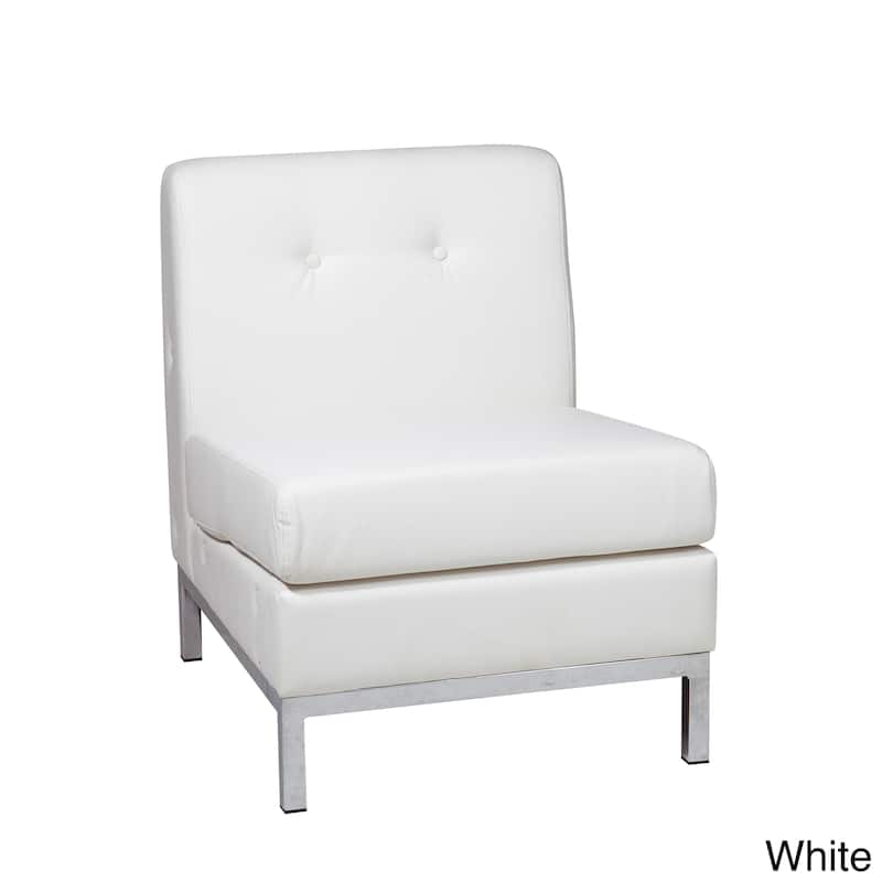 Wall Street Faux Leather Armless Chair - White