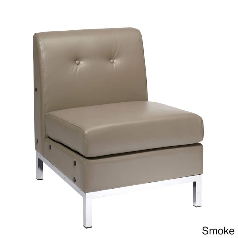 Wall Street Faux Leather Armless Chair - smoke