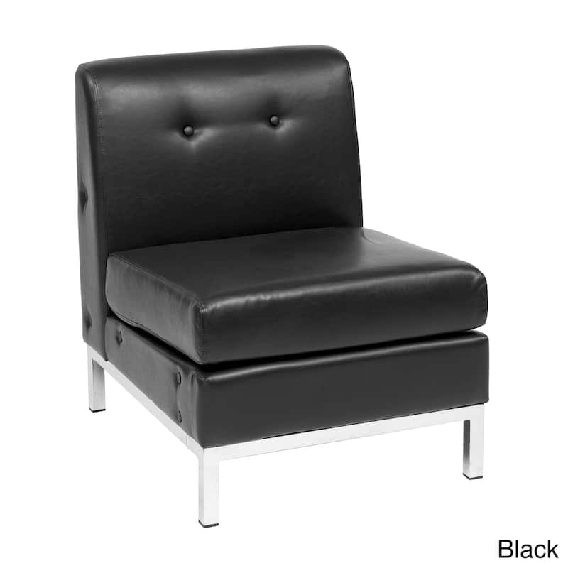 Wall Street Faux Leather Armless Chair - Black