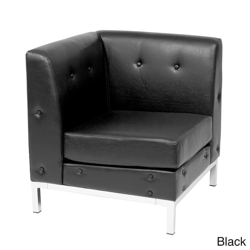 Wall Street Faux Leather Corner Chair - black faux leather