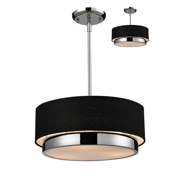 Jade Chrome 3-light Black Drum Shade Pendant - Free Shipping Today ...