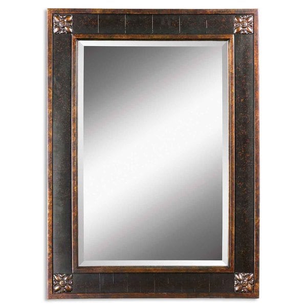 Uttermost Justus Distressed Mahogany Wood Framed Mirror