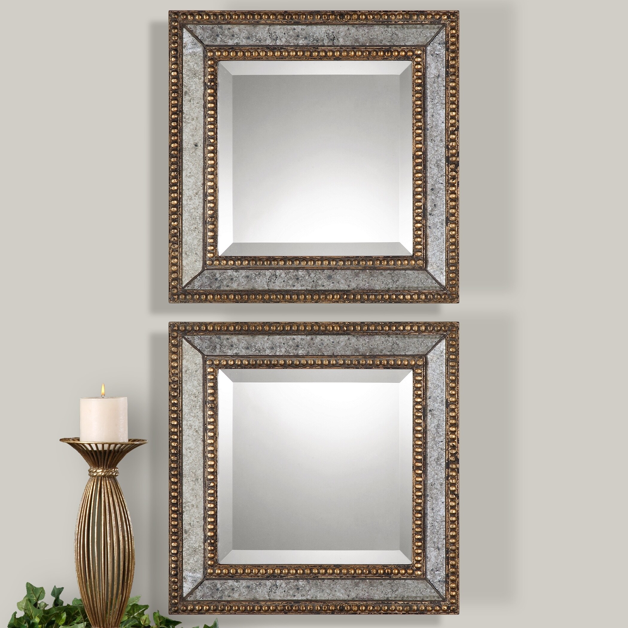 Uttermost Norlina Squares Antique Mirror Set Of 2 Grey Uttermost Norlina Squares