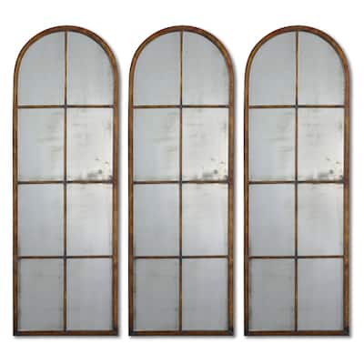 Uttermost 'Amiel' Arched Brown Mirror (One Mirror) - Brown/Gold - 16.5x50x1.375