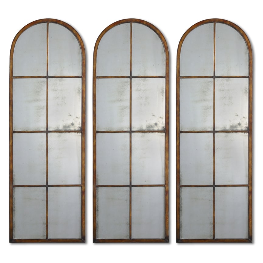Uttermost 'Amiel' Arched Brown Mirror (One Mirror) - Brown/Gold - 16.5x50x1.375