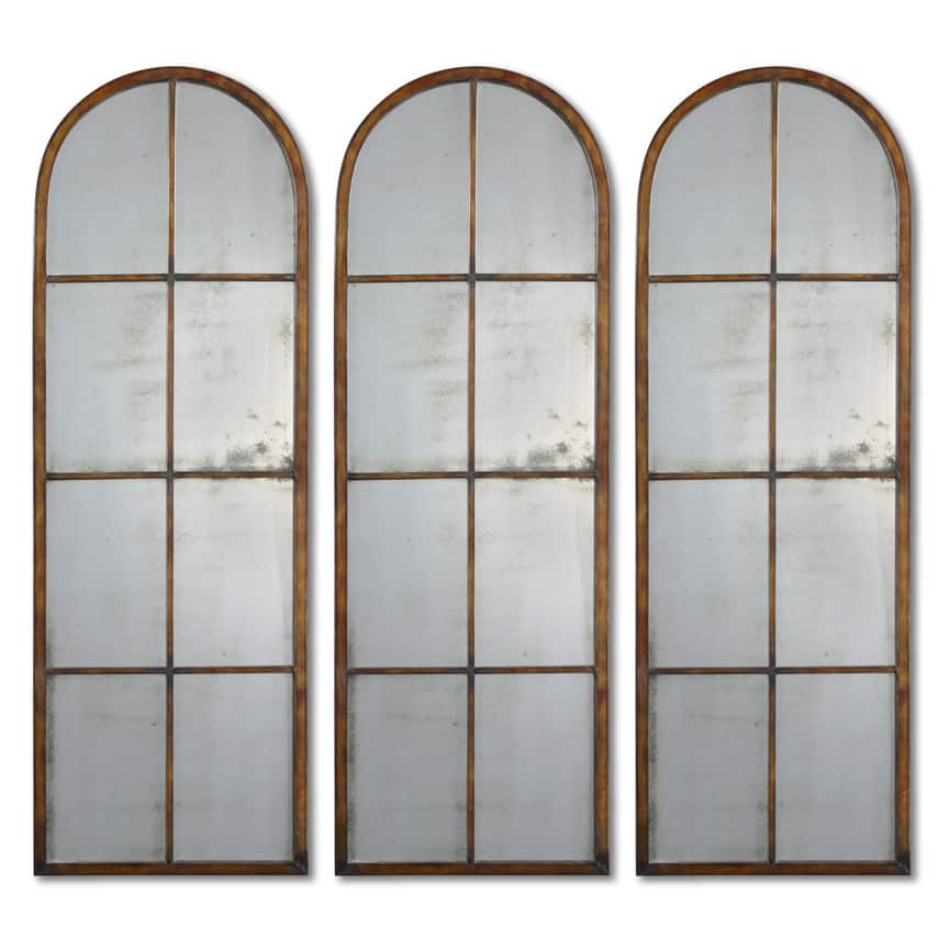 Uttermost 'Amiel' Arched Brown Mirror (One Mirror) - Brown/Gold - 16.5x50x1.375