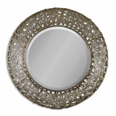 Uttermost 'Alita' Champagne Woven Metal Mirror - Silver - 32.25x32.25x3
