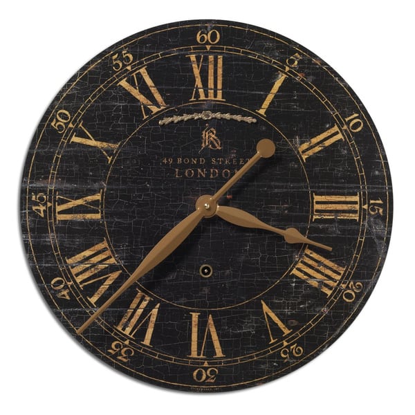 slide 1 of 1, Uttermost Bond Street 18-inch Black Wall Clock