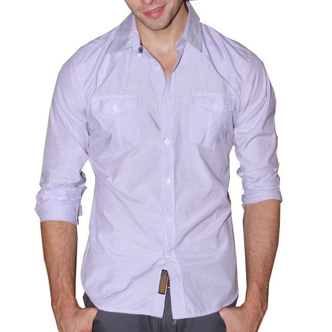 191 Unlimited Mens Lavender Micro Striped Western Yoke Shirt Today $